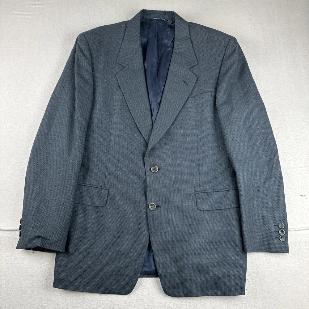 Canali Mens Grayish Blue Mens Blazer 41R Wool Nylon Blend Italy Office Business